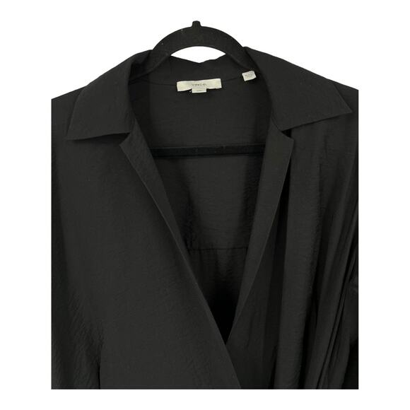 Vince Dress Long Sleeve wrap front shirt black Medium M - Picture 4 of 10